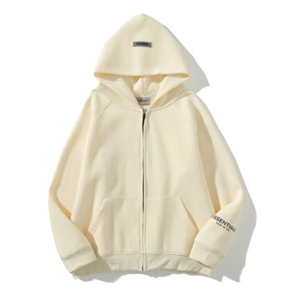 Essentials Fear of God Zipper Cream Hoodie