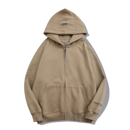 Essentials Fear of God Zipper Khaki Hoodie